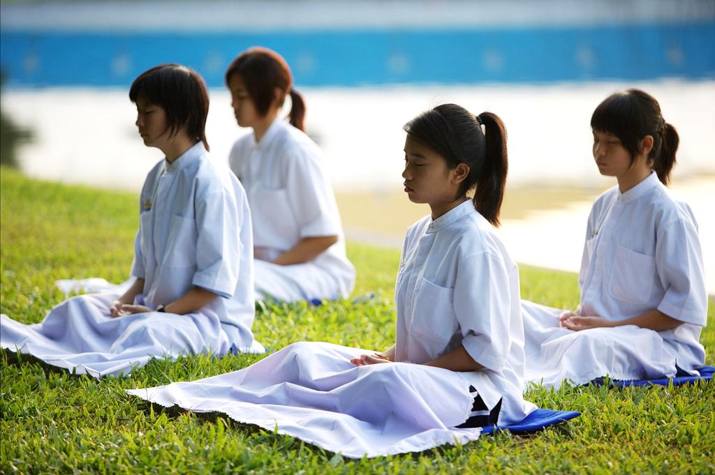 Meditation and mindfulness with peaceful nature background